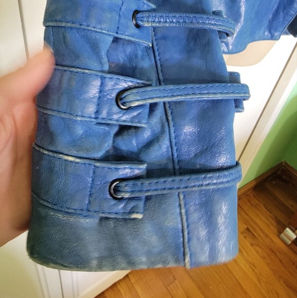 Royal Underground Royal Blue Leather Jacket sz small sz 6 8 - Picture 6 of 16